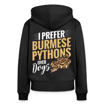 Burmesischer Python-Stoff Reptilien-Foos-Schlangenbesitzer - Frauen Premium Bio Zip Hoodie - Schwarz - Hinten - Julia (174cm)