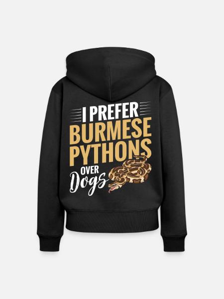 Burmesischer Python-Stoff Reptilien-Foos-Schlangenbesitzer - Frauen Premium Bio Zip Hoodie - Schwarz