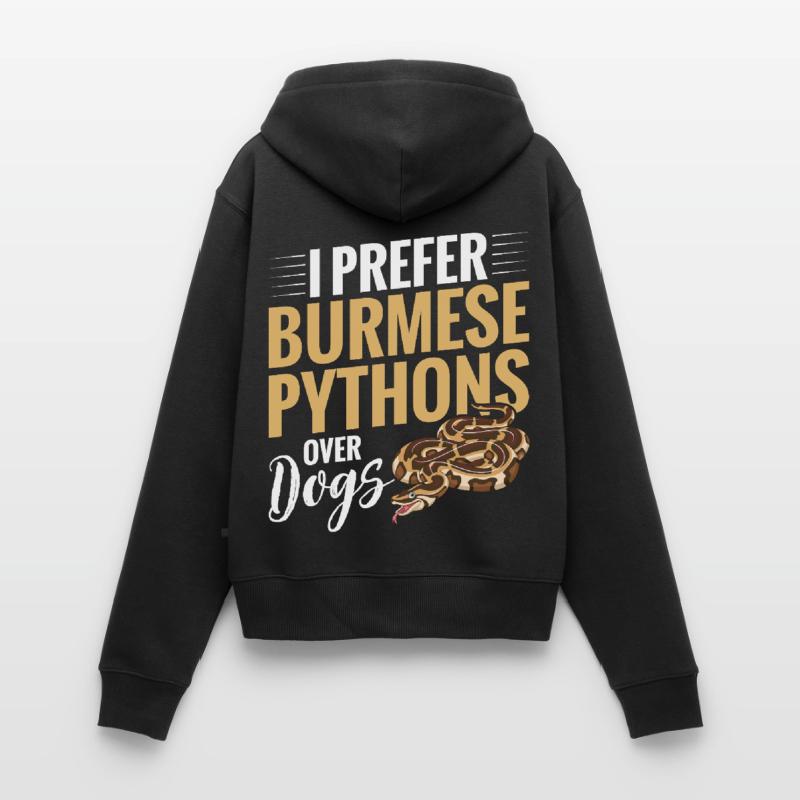 Python birman Stuff Reptile Foos Propriétaire de serpent Sweat à capuche zippé Premium bio Femme