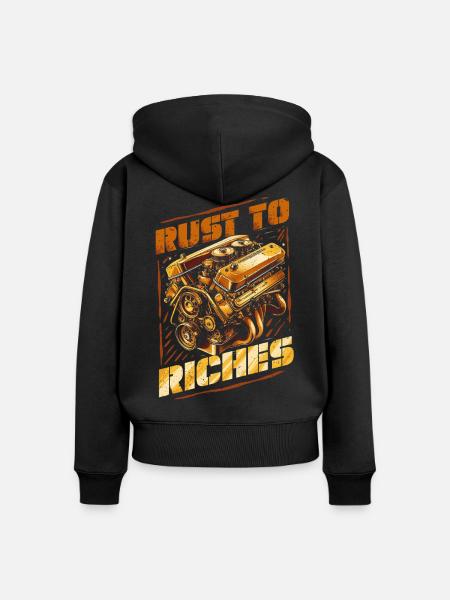 Auto Restauration Rust To Riches - Frauen Premium Bio Zip Hoodie - Schwarz