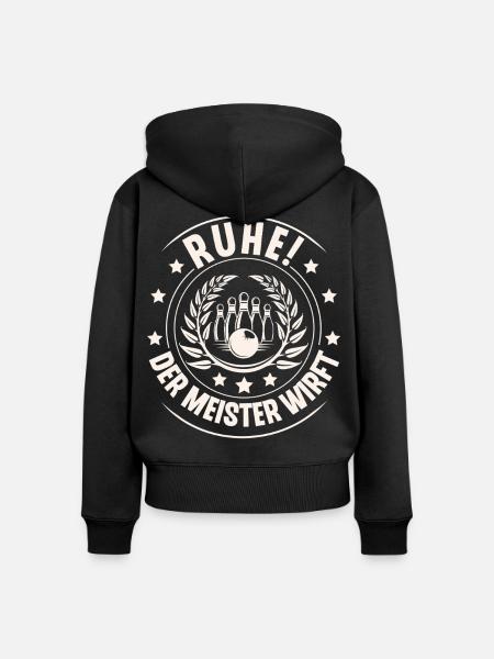 Bowling Kegeln - Frauen Premium Bio Zip Hoodie - Schwarz