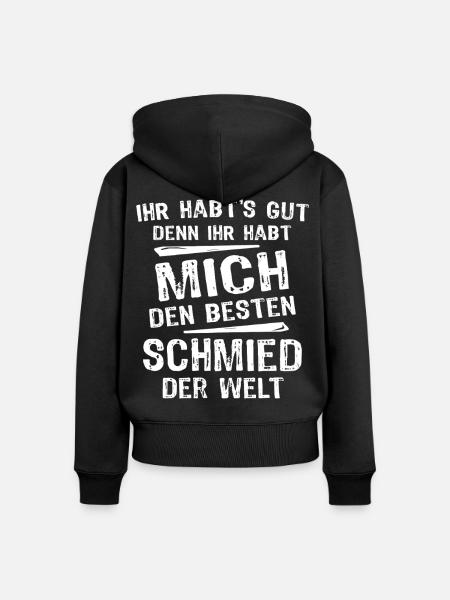 Schmied - Frauen Premium Bio Zip Hoodie - Schwarz