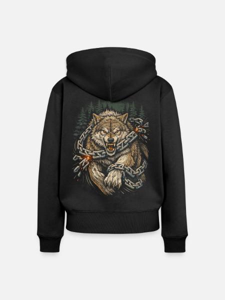 Skandinavisch Wikinger Wolf - Frauen Premium Bio Zip Hoodie - Schwarz