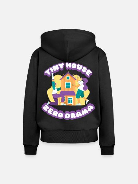 Tiny House Zero Drama - Frauen Premium Bio Zip Hoodie - Schwarz