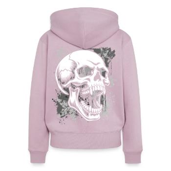 Grunge Skull Paint Splash - Women's Premium Organic Zip Hoodie - dusky pink - Back - Julia (174cm)