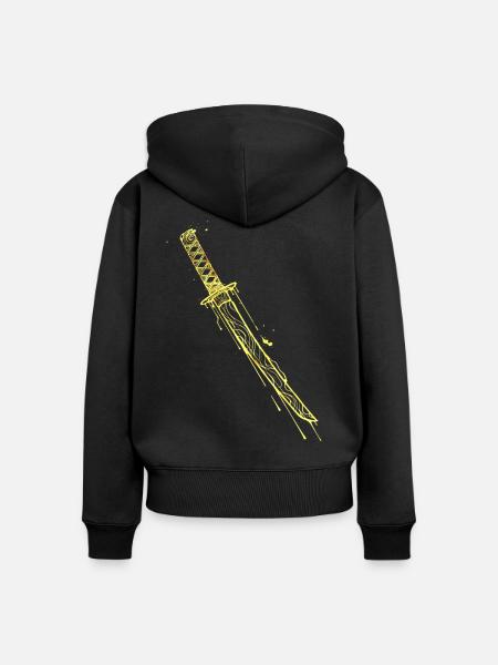Goldenes Katana Samurai Schwert  - Frauen Premium Bio Zip Hoodie - Schwarz