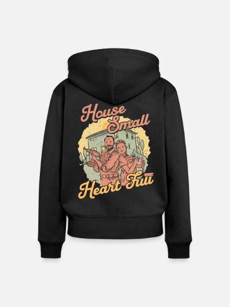 Tiny House Small Heart Full - Frauen Premium Bio Zip Hoodie - Schwarz