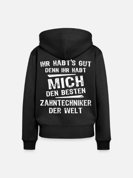 Zahntechniker - Frauen Premium Bio Zip Hoodie - Schwarz