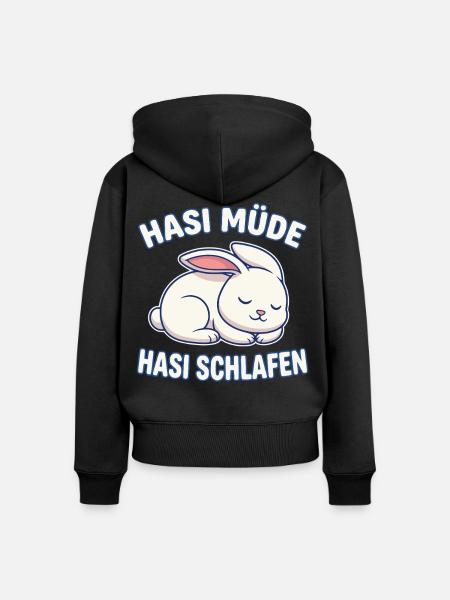 Hasi Müde Hasi Schlafen Hase  - Frauen Premium Bio Zip Hoodie - Schwarz