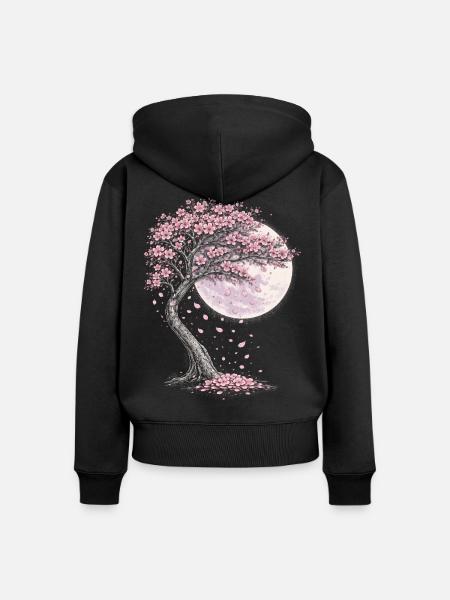 Kirschblüten Sakura Kirschblüte - Frauen Premium Bio Zip Hoodie - Schwarz