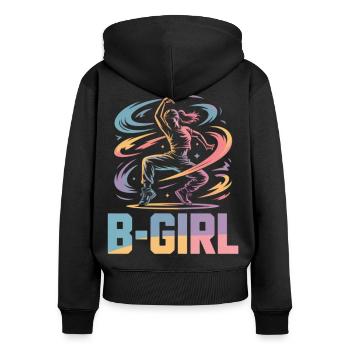 B-Girl Breakdance Streetstyle Rétro Design - Sweat à capuche zippé Premium bio Femme - noir - Dos - Julia (174cm)