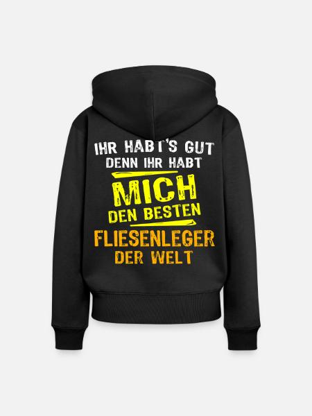 Fliesenleger Geschenk - Frauen Premium Bio Zip Hoodie - Schwarz