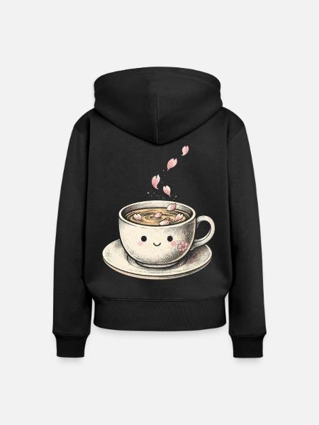 Kirschblüten Sakura Kirschblüte - Frauen Premium Bio Zip Hoodie - Schwarz