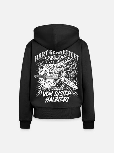 Hart Gearbeitet Vom System Halbiert - Frauen Premium Bio Zip Hoodie - Schwarz