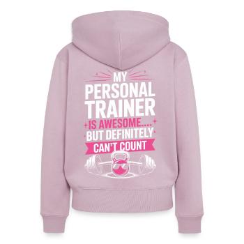 Fitnessstudio, Fitness - Frauen Premium Bio Zip Hoodie - Altrosa - Hinten - Julia (174cm)