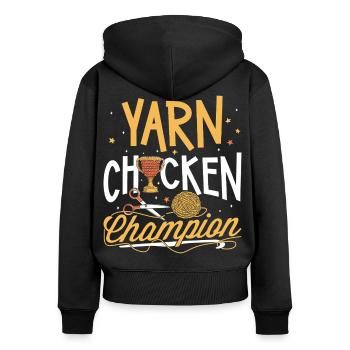 Champion de la laine au crochet - Sweat à capuche zippé Premium bio Femme - noir - Dos - Julia (174cm)
