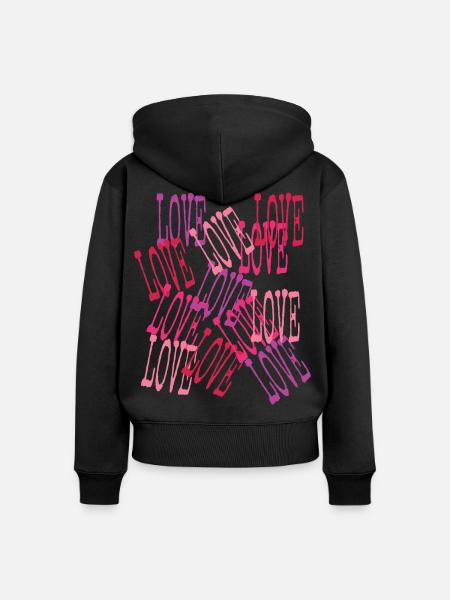 Love Cascading Romantic Lettering - Frauen Premium Bio Zip Hoodie - Schwarz