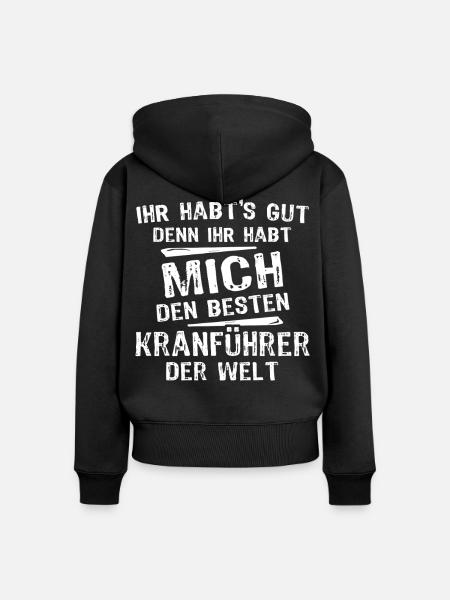 Kranführer - Frauen Premium Bio Zip Hoodie - Schwarz