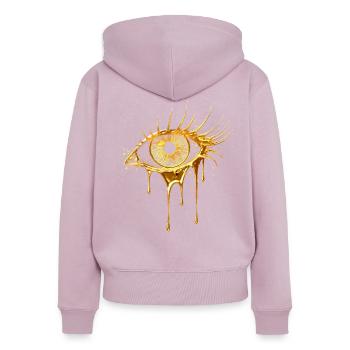Auge in Gold Optik - Frauen Premium Bio Zip Hoodie - Altrosa - Hinten - Julia (174cm)