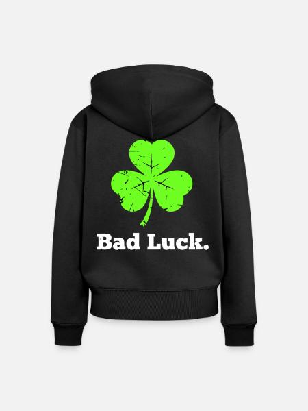 Kleeblatt Bad Luck - Frauen Premium Bio Zip Hoodie - Schwarz