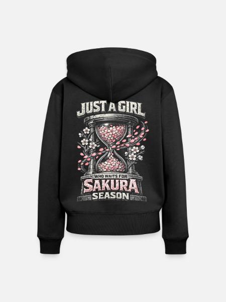 Kirschblüten Sakura Kirschblüte - Frauen Premium Bio Zip Hoodie - Schwarz