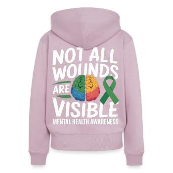 Not All Wounds Are Visible – Mental Health - Women's Premium Organic Zip Hoodie - dusky pink - Back - Julia (174cm)