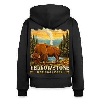 Camping de bisons du parc national de Yellowstone - Sweat à capuche zippé Premium bio Femme - noir - Dos - Julia (174cm)