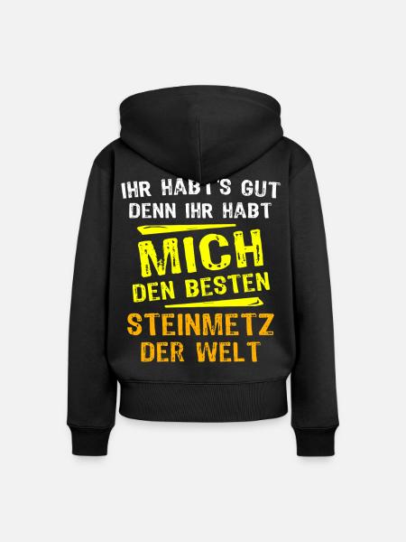 Steinmetz Geschenk - Frauen Premium Bio Zip Hoodie - Schwarz