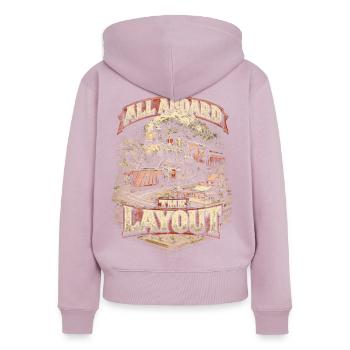 Model Railway Railway All Aboard The Layout - Women's Premium Organic Zip Hoodie - dusky pink - Back - Julia (174cm)