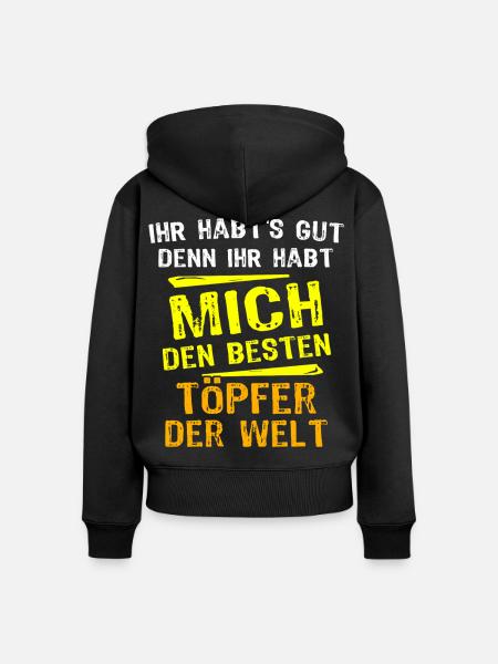Töpfer Geschenk - Frauen Premium Bio Zip Hoodie - Schwarz