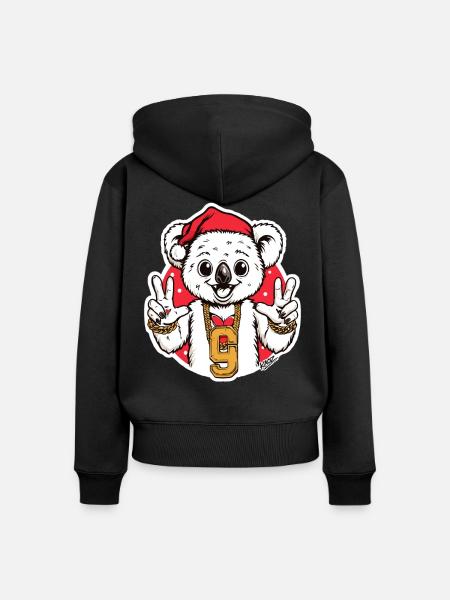 Festliches Koala-Bling mit 9 Anhängern - Frauen Premium Bio Zip Hoodie - Schwarz
