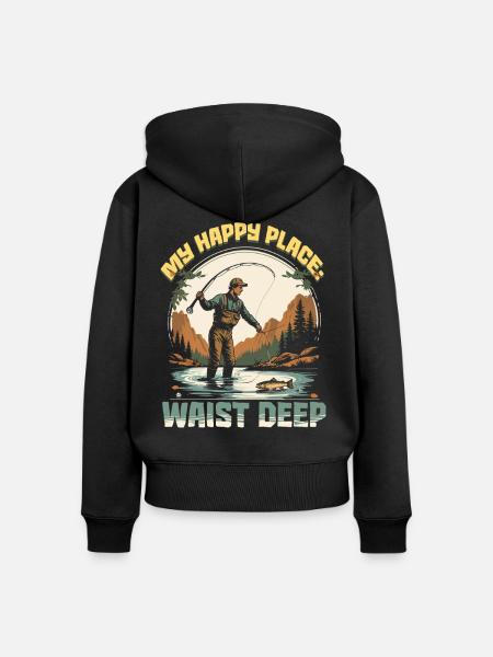 Fliegenfischen Fliegenangler - Frauen Premium Bio Zip Hoodie - Schwarz