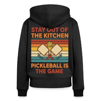 Pickleball ist das Spiel Bleib aus der Küche raus - Frauen Premium Bio Zip Hoodie - Schwarz - Hinten - Julia (174cm)