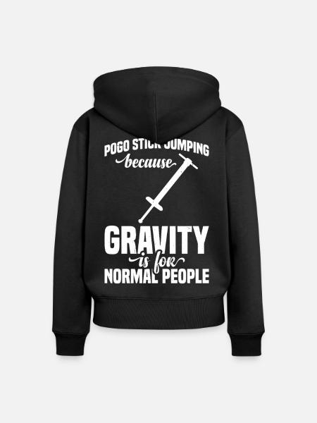 Pogo-Stick-Sprung Gravitationswurf Pogo-Stick - Frauen Premium Bio Zip Hoodie - Schwarz