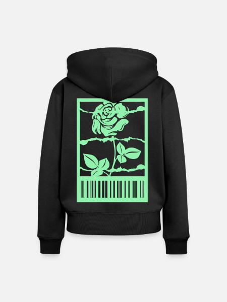 Gothic Rose Stacheldraht Strichcode Urban Style - Frauen Premium Bio Zip Hoodie - Schwarz