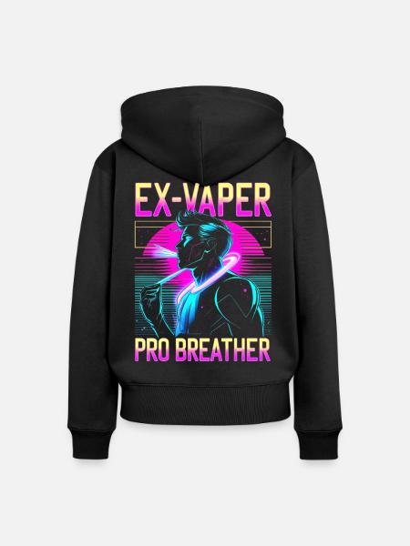 Nichtraucher Ex Raucher Ex Vaper - Frauen Premium Bio Zip Hoodie - Schwarz