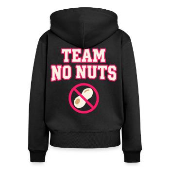 Team No Nuts mit Erdnuss Symbol - Frauen Premium Bio Zip Hoodie - Schwarz - Hinten - Julia (174cm)