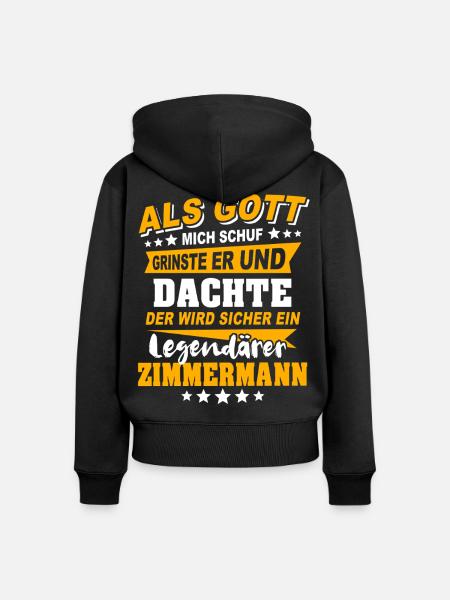 Zimmermann Sprüche - Frauen Premium Bio Zip Hoodie - Schwarz