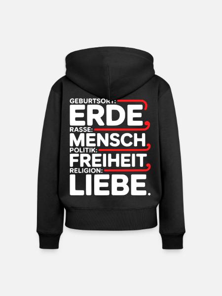 Gegen Rassismus - Frauen Premium Bio Zip Hoodie - Schwarz