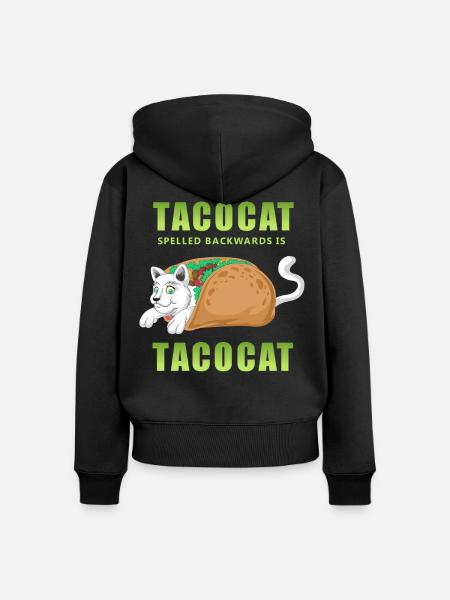 Taco Cat Palindrome Shirt - Frauen Premium Bio Zip Hoodie - Schwarz