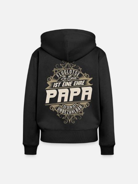 Fluglotse Papa - Frauen Premium Bio Zip Hoodie - Schwarz