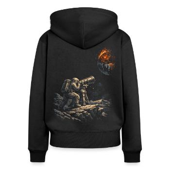 Astronomie Astronom - Frauen Premium Bio Zip Hoodie - Schwarz - Hinten - Julia (174cm)