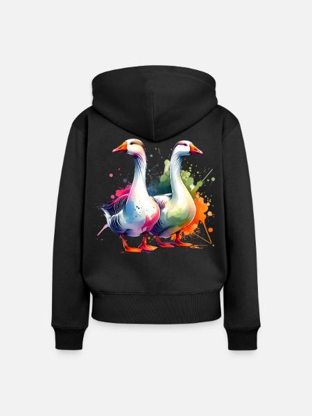 Emdengans Embden Goose - Frauen Premium Bio Zip Hoodie - Schwarz