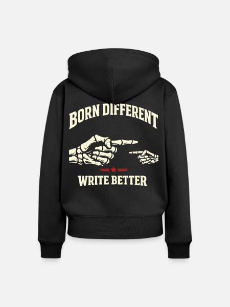 Born Different - Frauen Premium Bio Zip Hoodie - Schwarz
