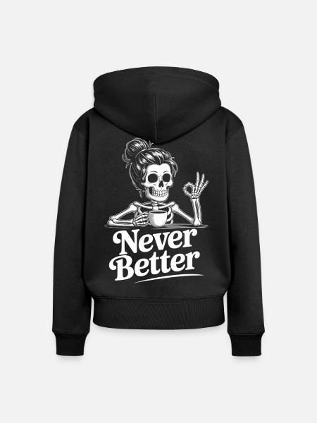 Kaffee, Kaffeetrinker, Kaffeetrinkerin, lustig - Frauen Premium Bio Zip Hoodie - Schwarz