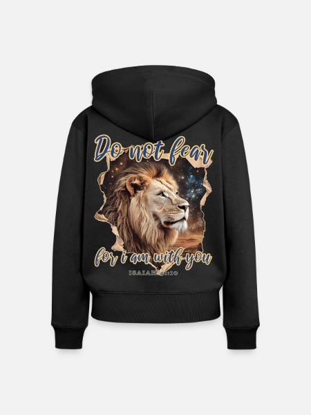 Löwe Christlich - Frauen Premium Bio Zip Hoodie - Schwarz