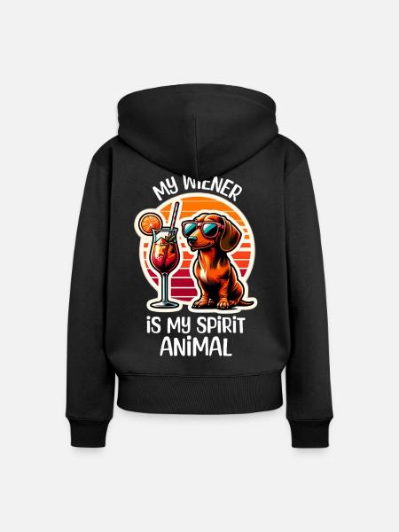 Dackel Cocktail - Frauen Premium Bio Zip Hoodie - Schwarz