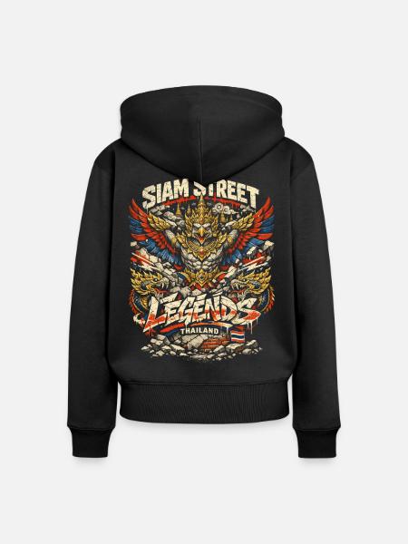 Thailand Thai Pride Siam Street - Frauen Premium Bio Zip Hoodie - Schwarz