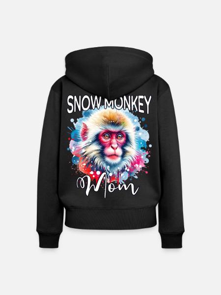 Schneeaffe Mama - Frauen Premium Bio Zip Hoodie - Schwarz