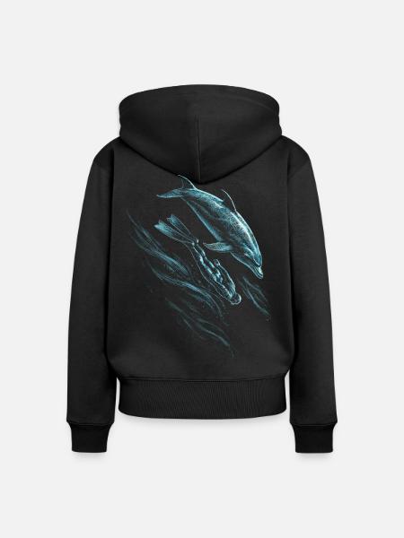 Apnoetauchen Freitauchen - Frauen Premium Bio Zip Hoodie - Schwarz